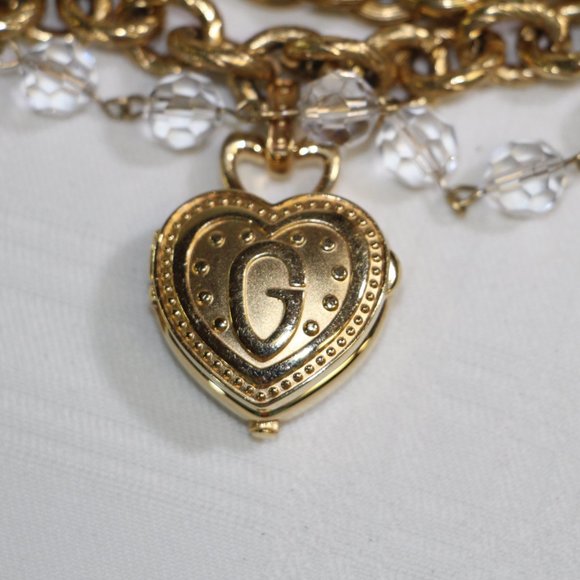Guess Gold Tone Covered Capped  G Watch Charm Bracelet G95367L - Picture 12 of 12